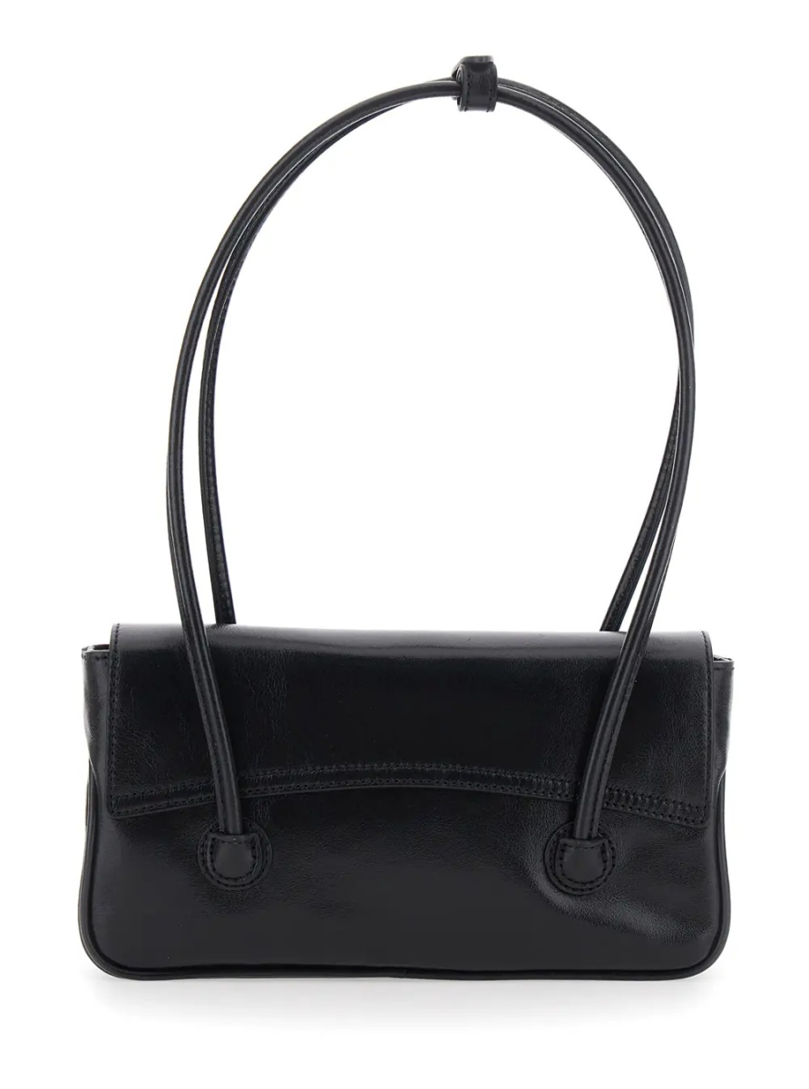 Geanta de umar Shoulder Bag with Flap in Black Glossy Leather for Women - Img 2