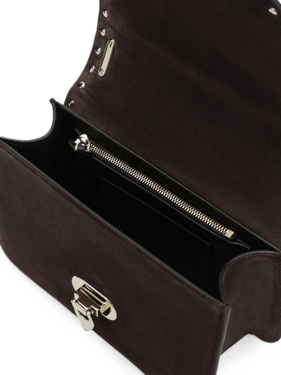 Geanta de umar Valentino Garavani Rockstud maro din piele intoarsa - Img 4