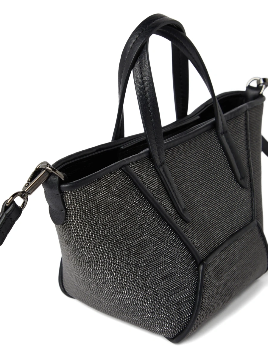 Geanta mini Brunello Cucinelli neagra din piele - Img 4