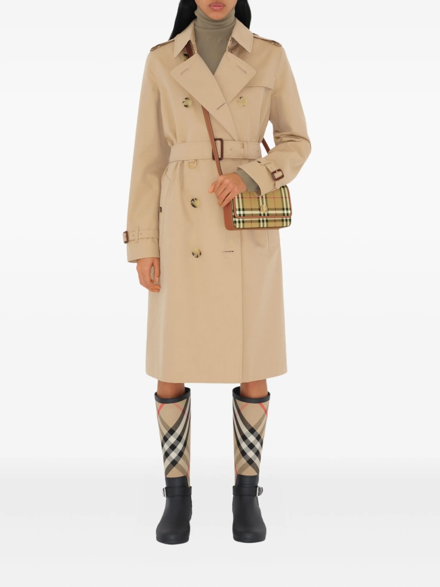 Geanta mini Burberry neutra din poliuretan si piele - Img 3