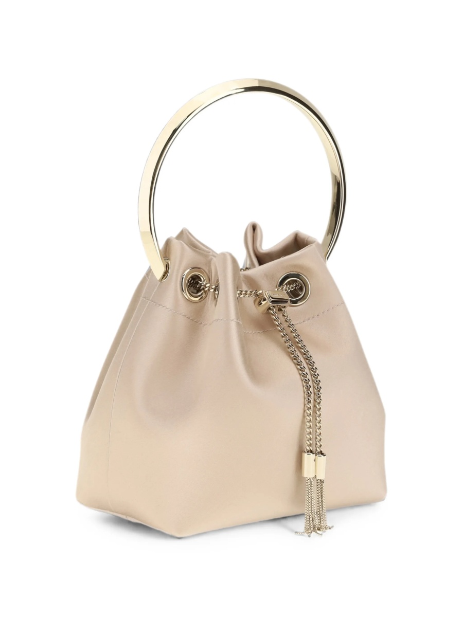 Geanta mini Jimmy Choo Bon Bon neutra din satin - Img 4