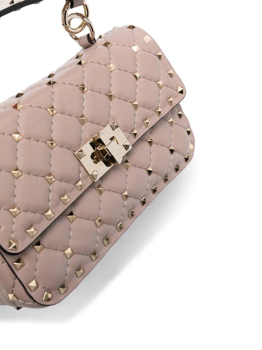 Geanta mini Valentino Garavani Rockstud Spike neutra din piele si zamak - Img 4