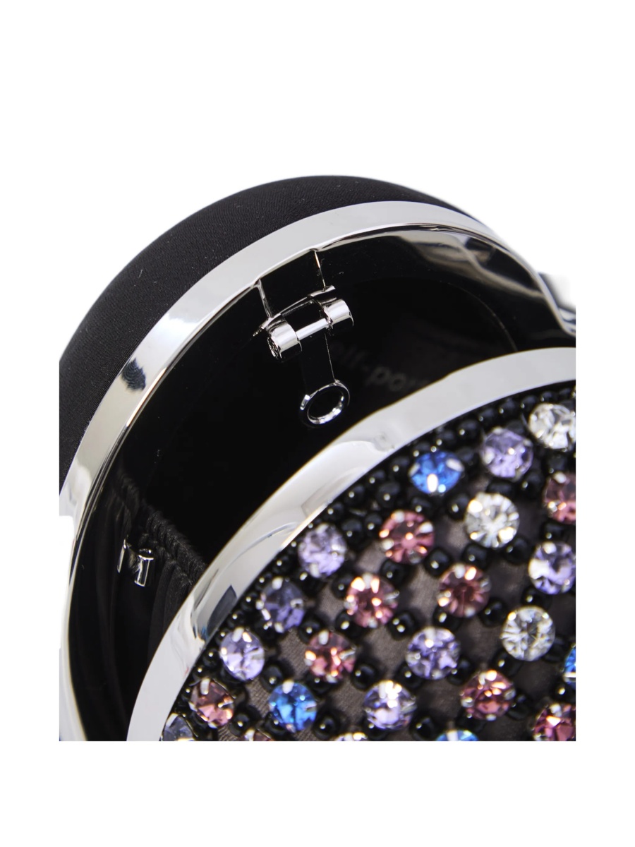 Geanta plic Self-Portrait neagra din crystal si spandex/elastan - Img 4