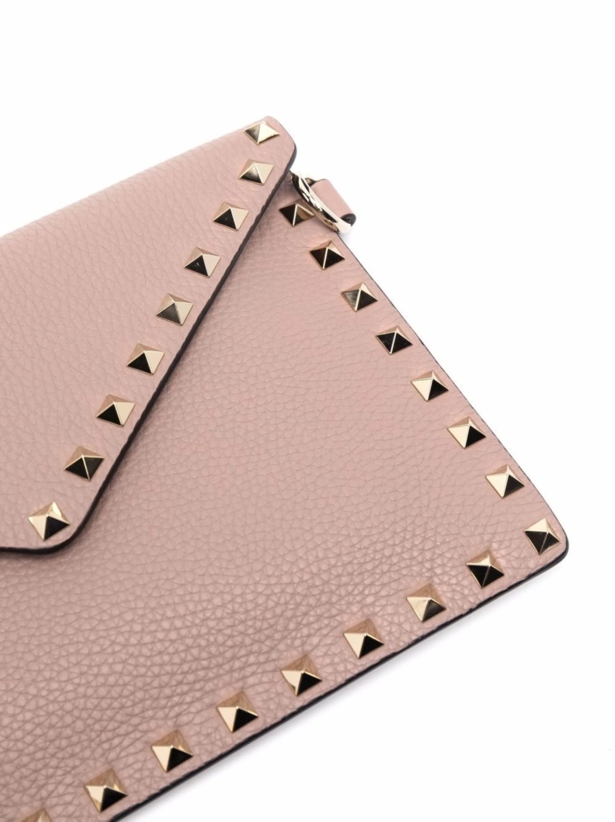 Geanta plic Valentino Garavani Rockstud neutra din zamak si metal - Img 5