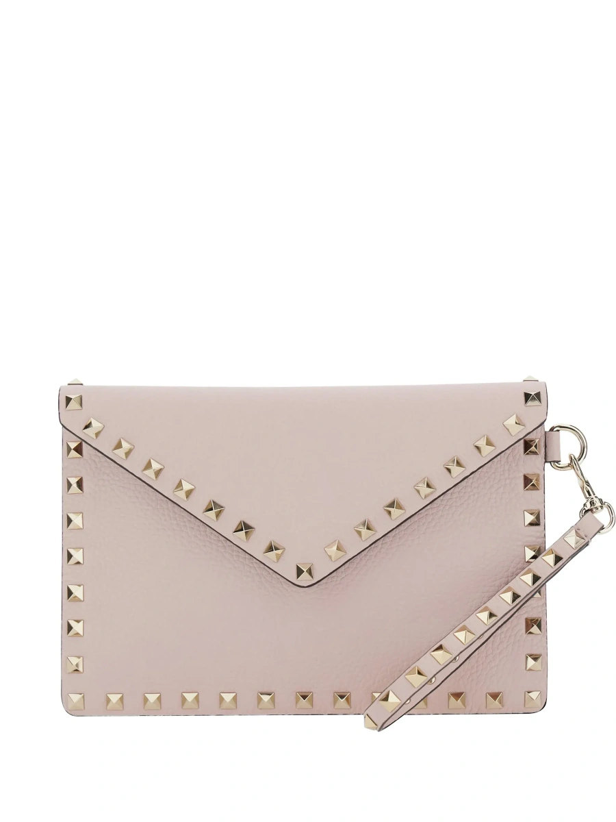 Geanta plic Valentino Garavani 'Rockstud' roz din piele - Img 6