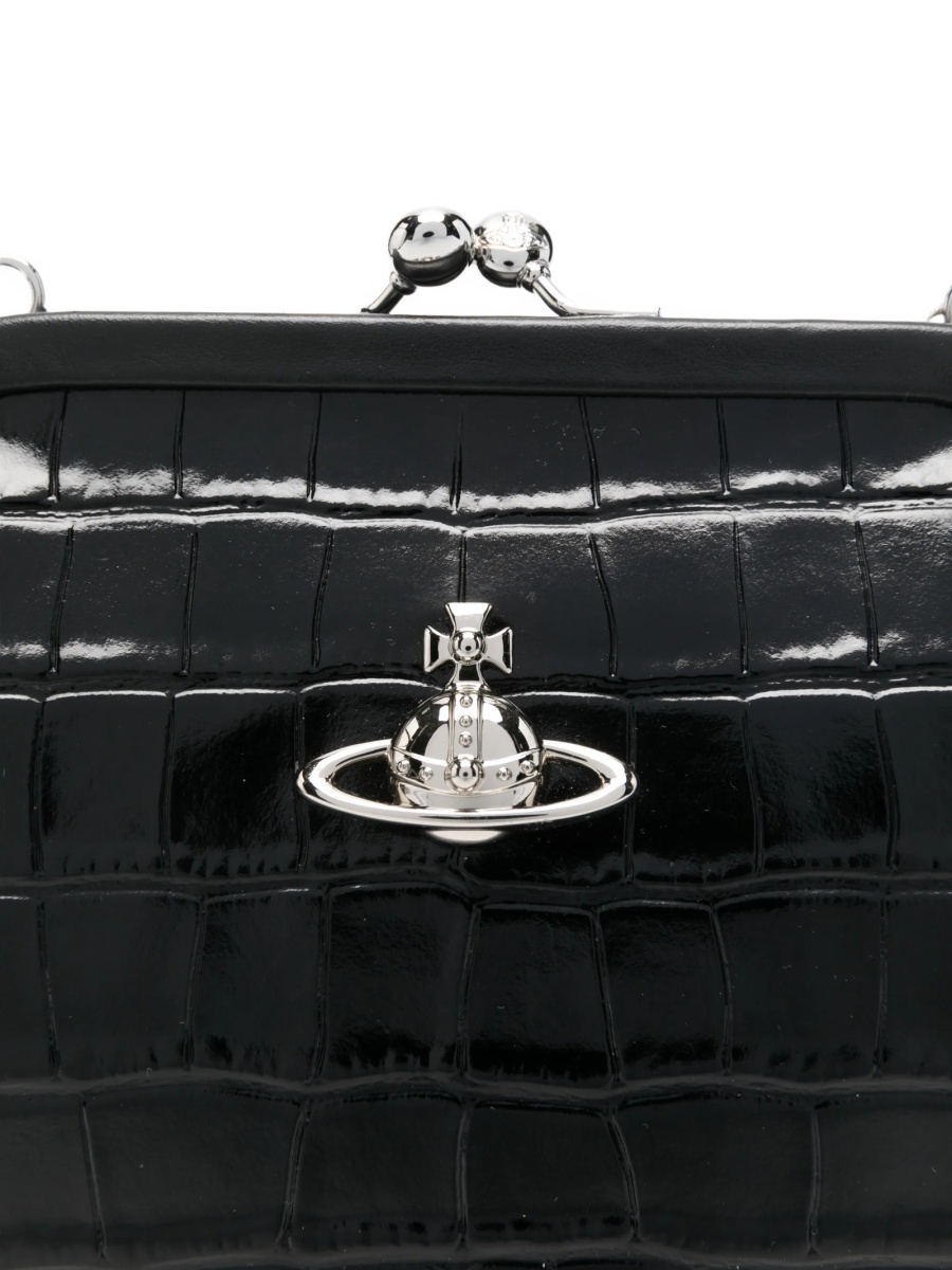 Geanta plic Vivienne Westwood neagra din piele - Img 4