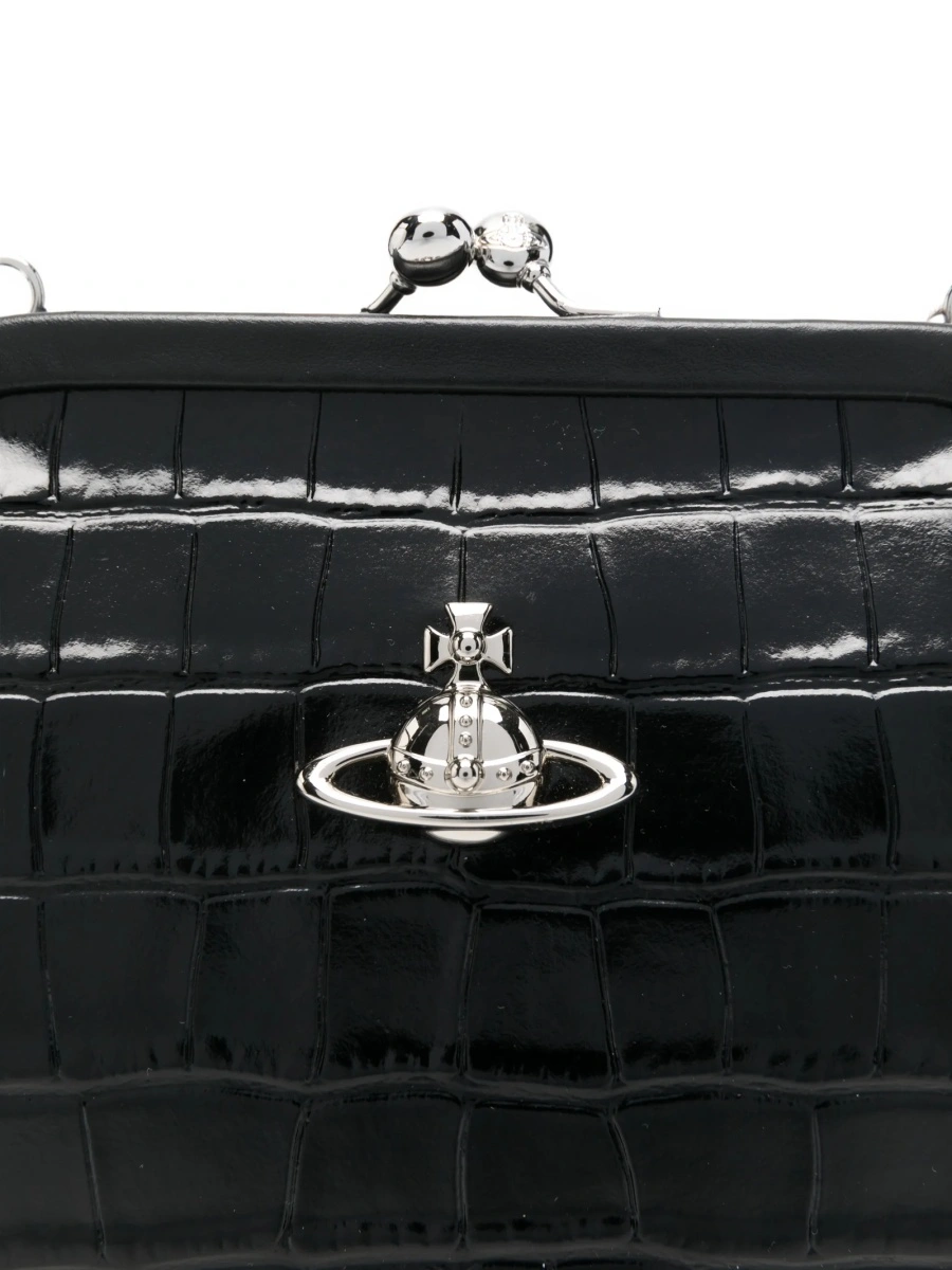 Geanta plic Vivienne Westwood neagra din piele - Img 4