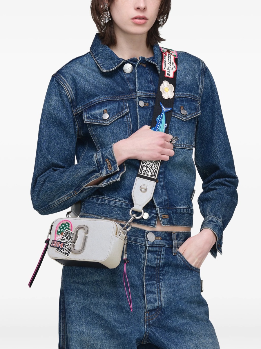 Geanta tip postas Marc Jacobs snapshot albastra din bumbac - Img 2