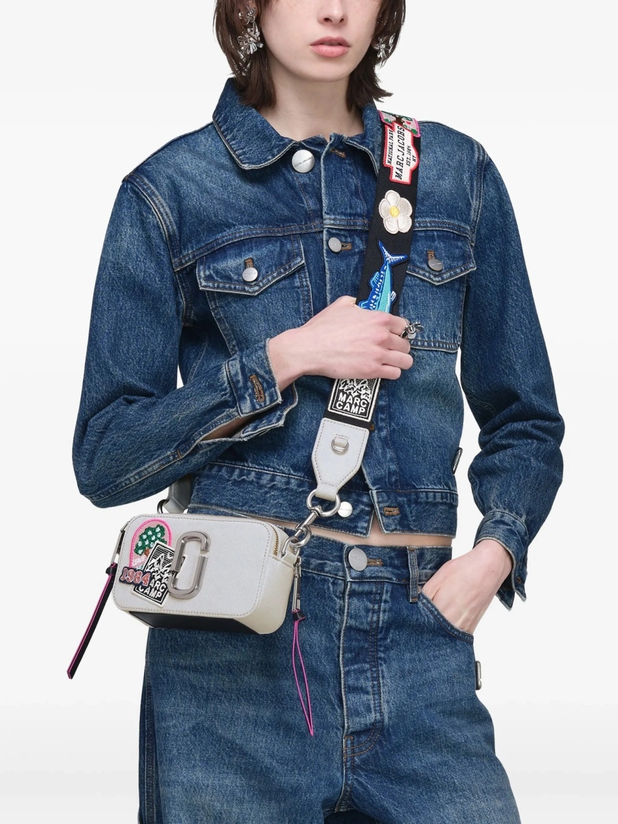 Geanta tip postas Marc Jacobs snapshot albastra din bumbac - Img 2