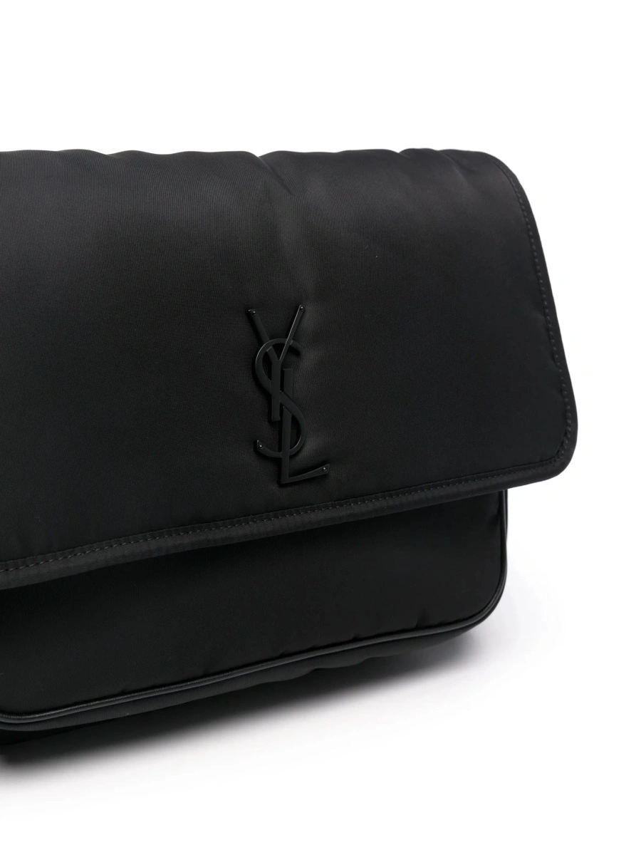 Geanta tip postas Saint Laurent neagra din nylon si piele - Img 4