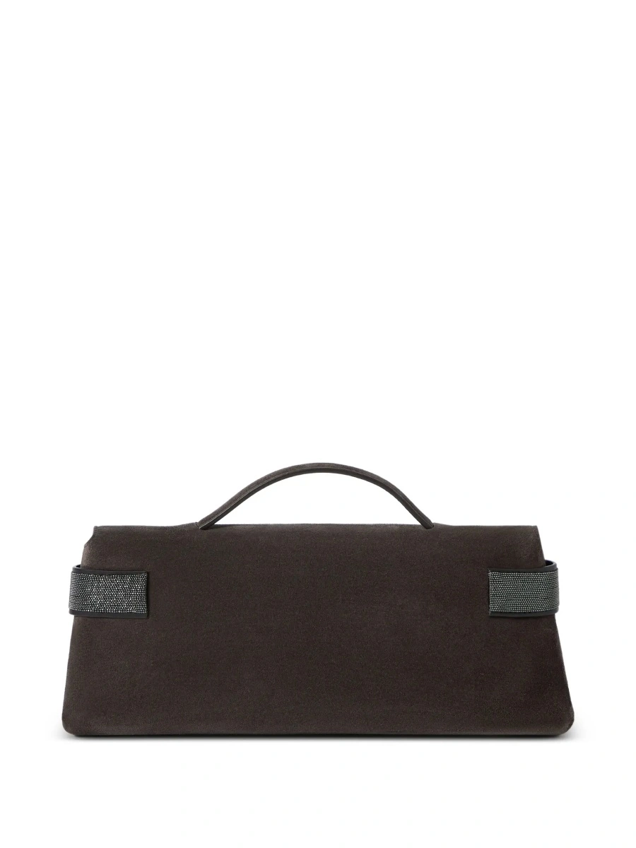 Genti 'Essence' Brown Clutch with Side Details in Suede for Women - Img 5
