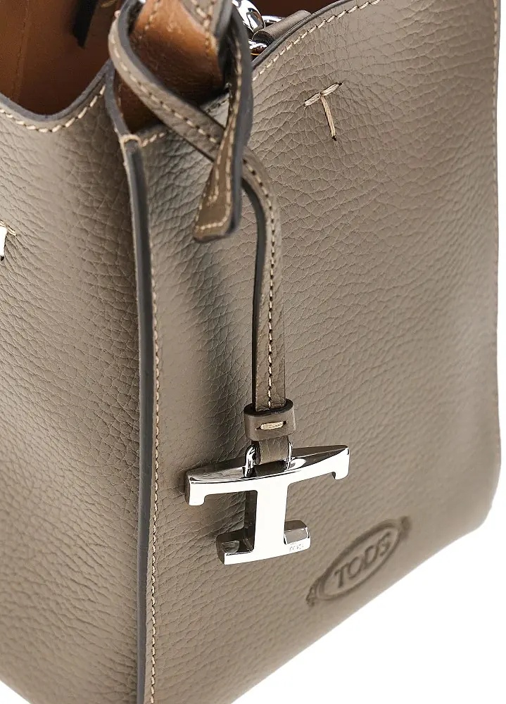 Genti Grained leather micro tote bag - Img 4