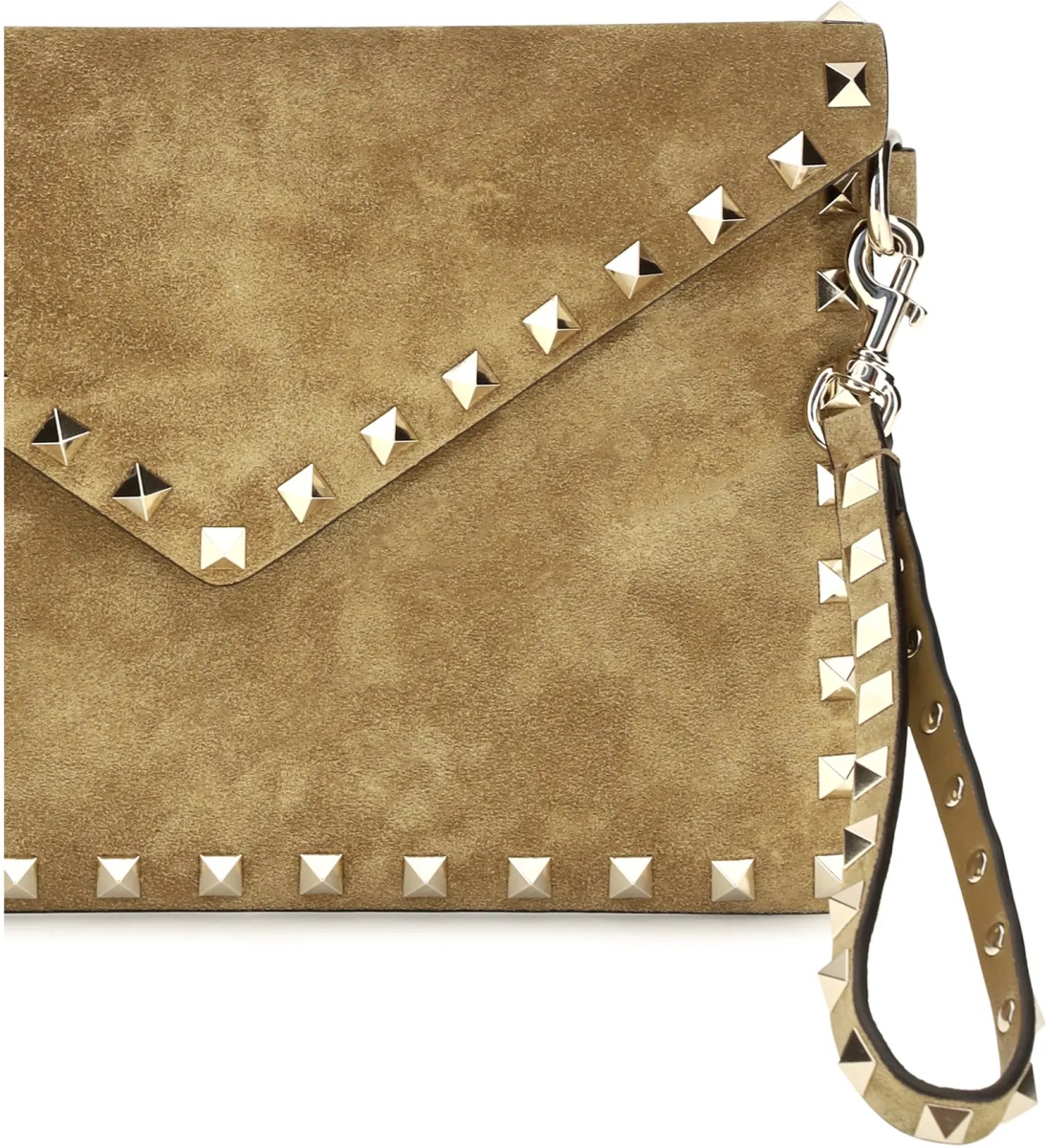 Genti Medium Rockstud Clutch in suede - Img 3