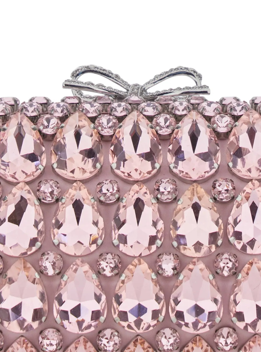 Genti "PINK SATIN CRYSTAL CLUTCH BAG" Pink Clutch Bag with crystals on the front in satin for women - Img 3