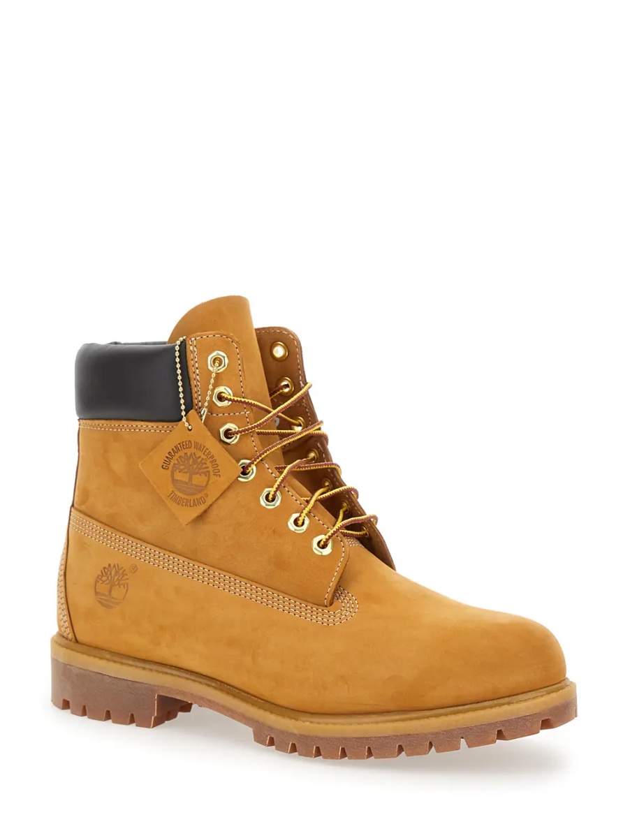 Ghete Beige 'Premium' Lace-Up Ankle Boots with Logo Imprint on the Side in Leather for Men - Img 2