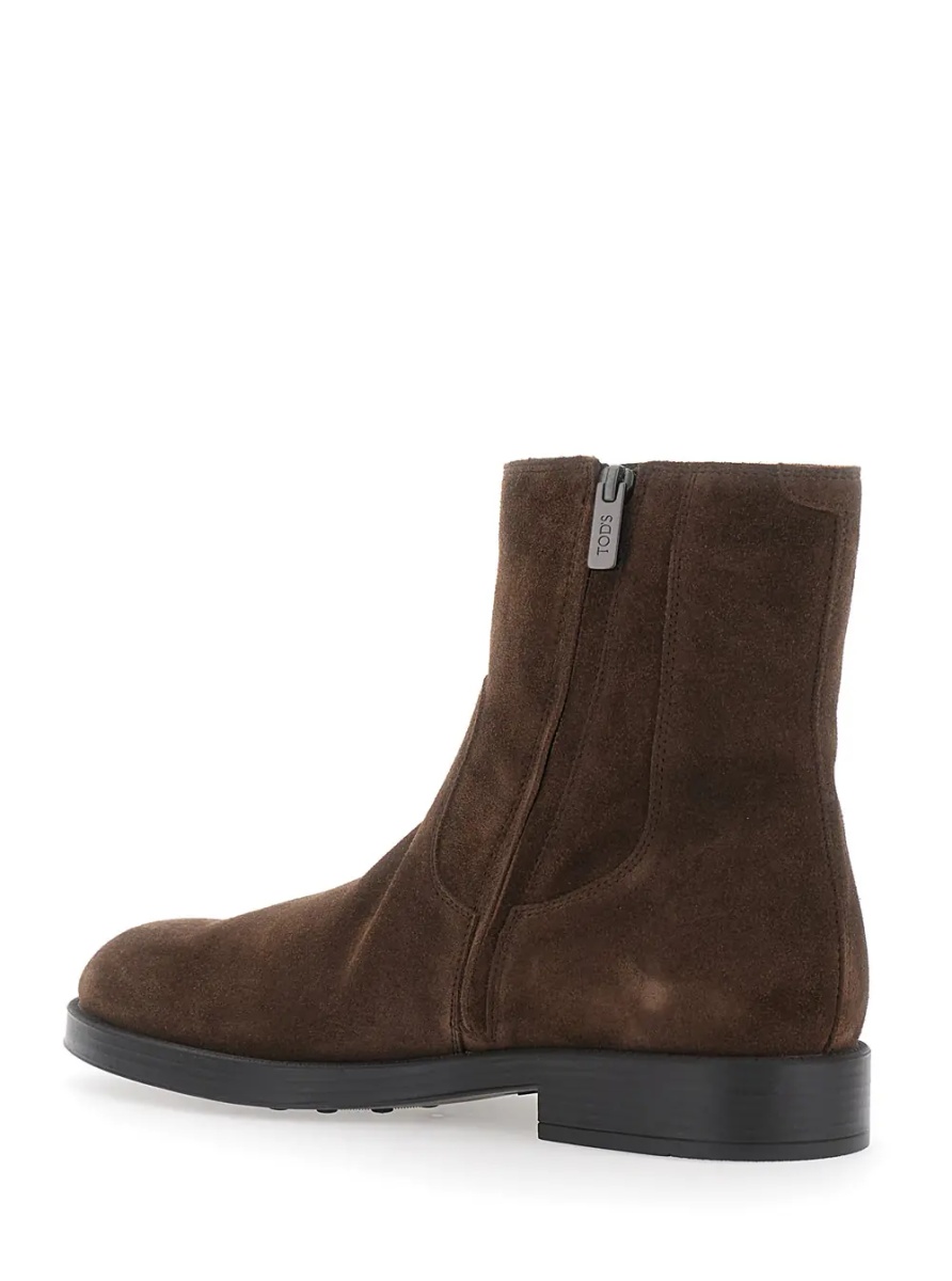 Ghete Brown Ankle Boots with Side Zip Closure in Suede for Men - Img 3