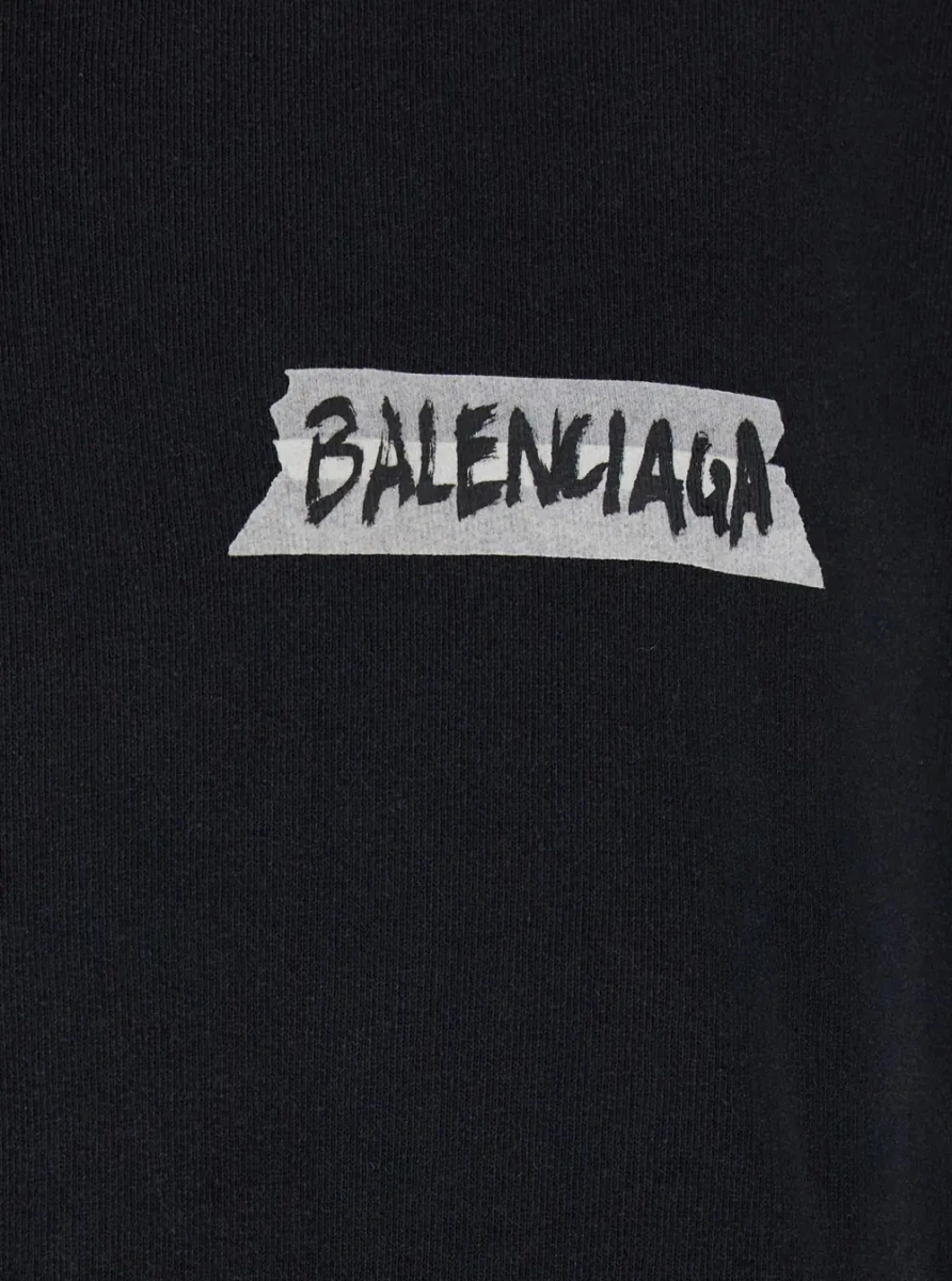 Hanorac Balenciaga negru din bumbac - Img 3