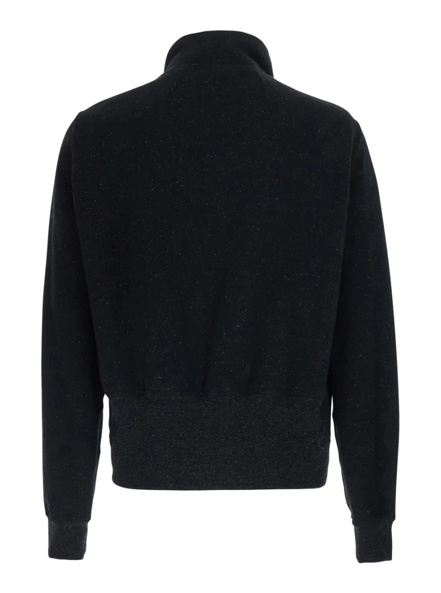 Hanorace 'BAUHAUS JOGGER' black Sweatshirt with high collar and asymmetrical zip closure in cotton for men - Img 2