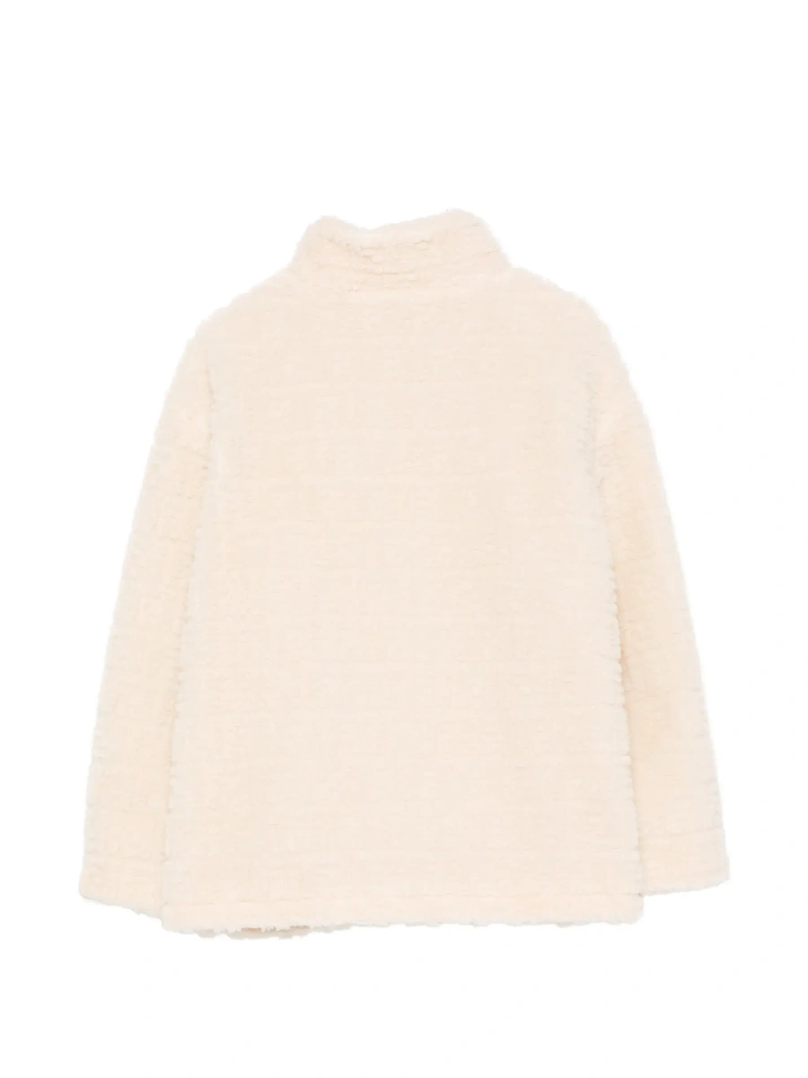Hanorace Beige Teddy sweatshirt with logo patch and FF all-over motif in wool blend for boy - Img 4