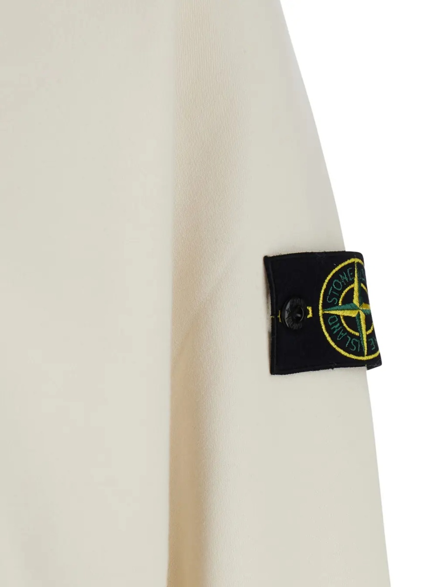 Hanorace Hooded Sweatshirt with Fixed Hood and Front Logo in White - Img 3