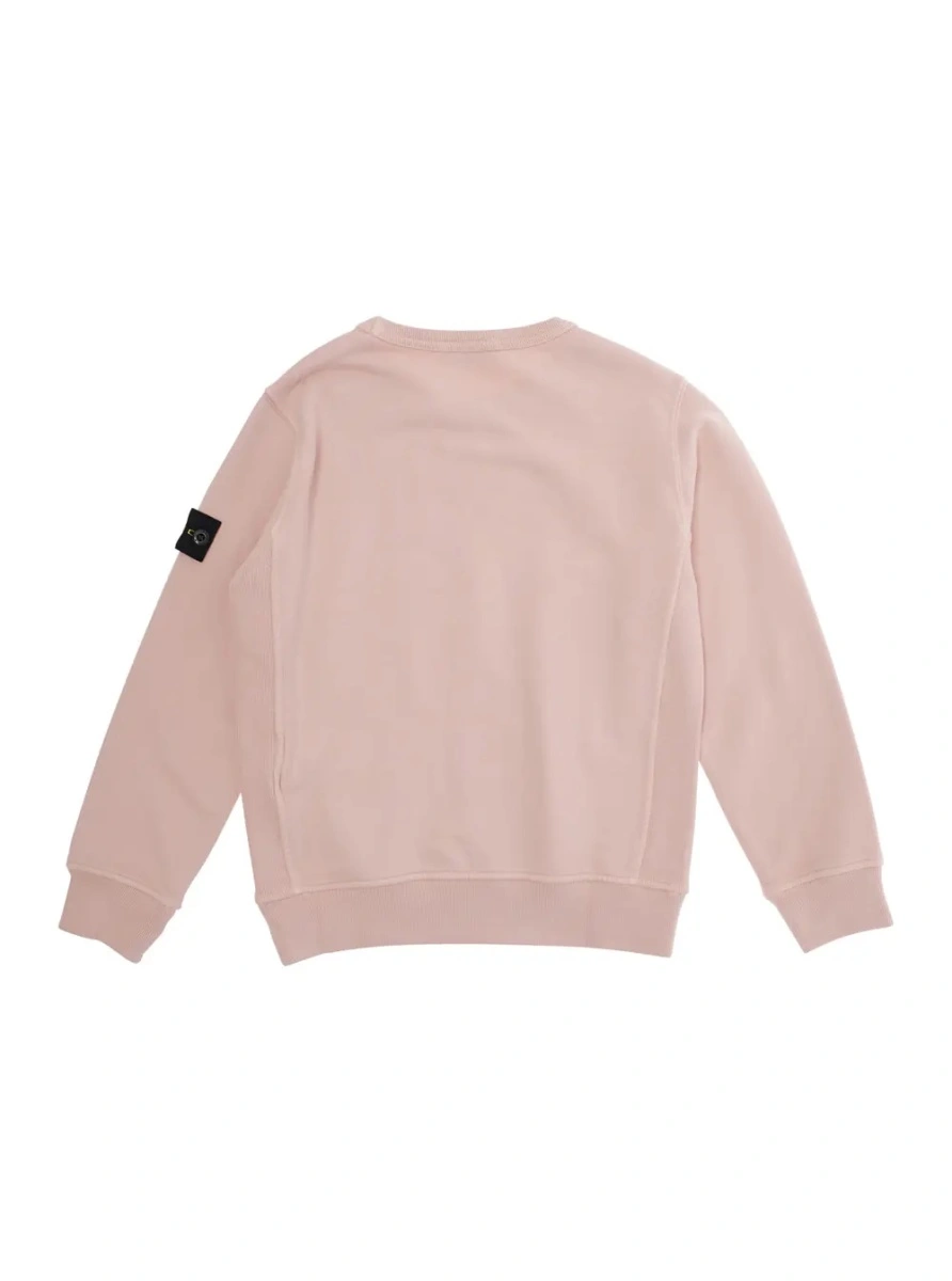 Hanorace Pink Crewneck Sweatshirt with Logo Patch on the Sleeve in Cotton Boy - Img 2