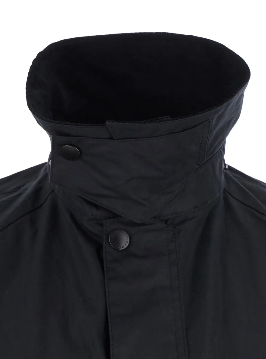 Jacheta 'Ashby' blue Jacket with classic collar and side pockets in waxed cotton for men - Img 4
