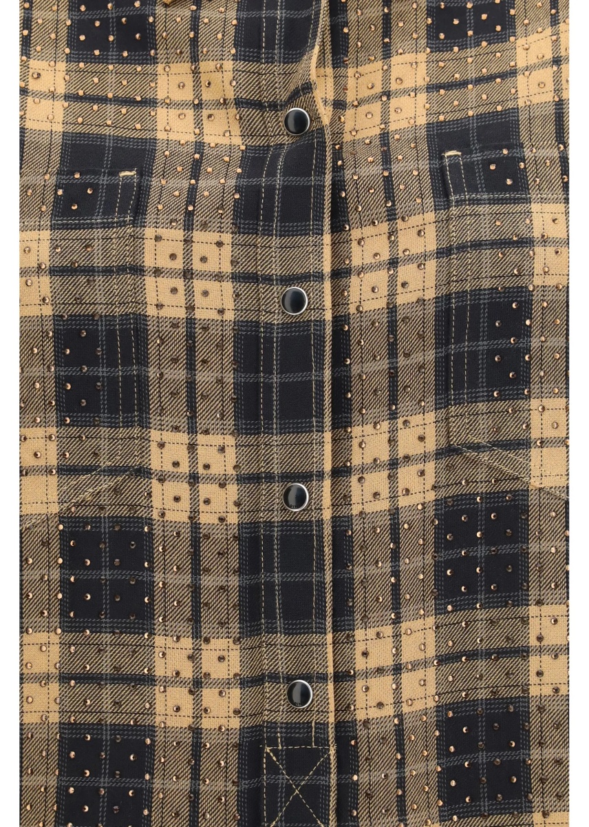 Jacheta Barbellino check pattern Shirt with all-over micro rhinestones - Img 3