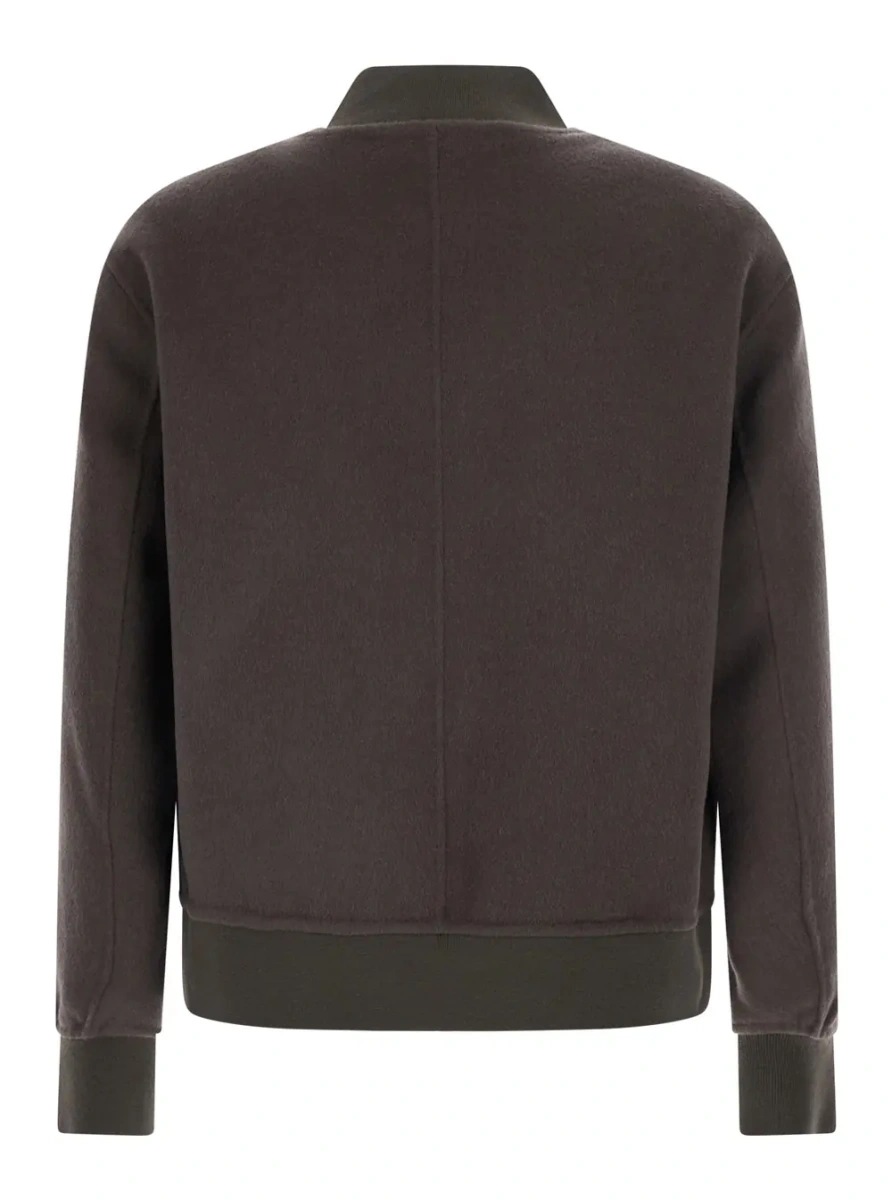 Jacheta Bomber with shirt collar and front closure and pockets, in wool, gray, unisex - Img 2