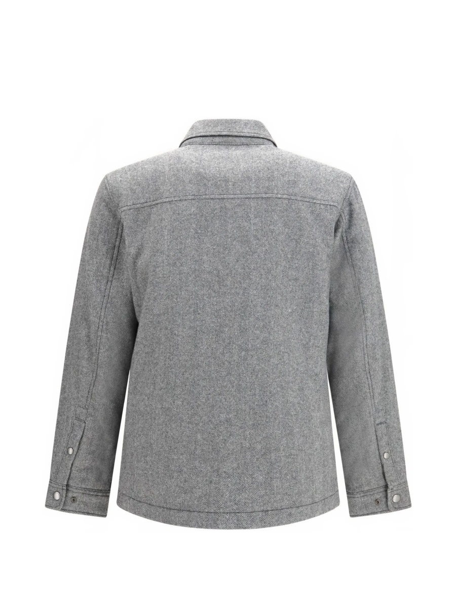 Jacheta camasa Woolrich gri din polyester si lana - Img 2