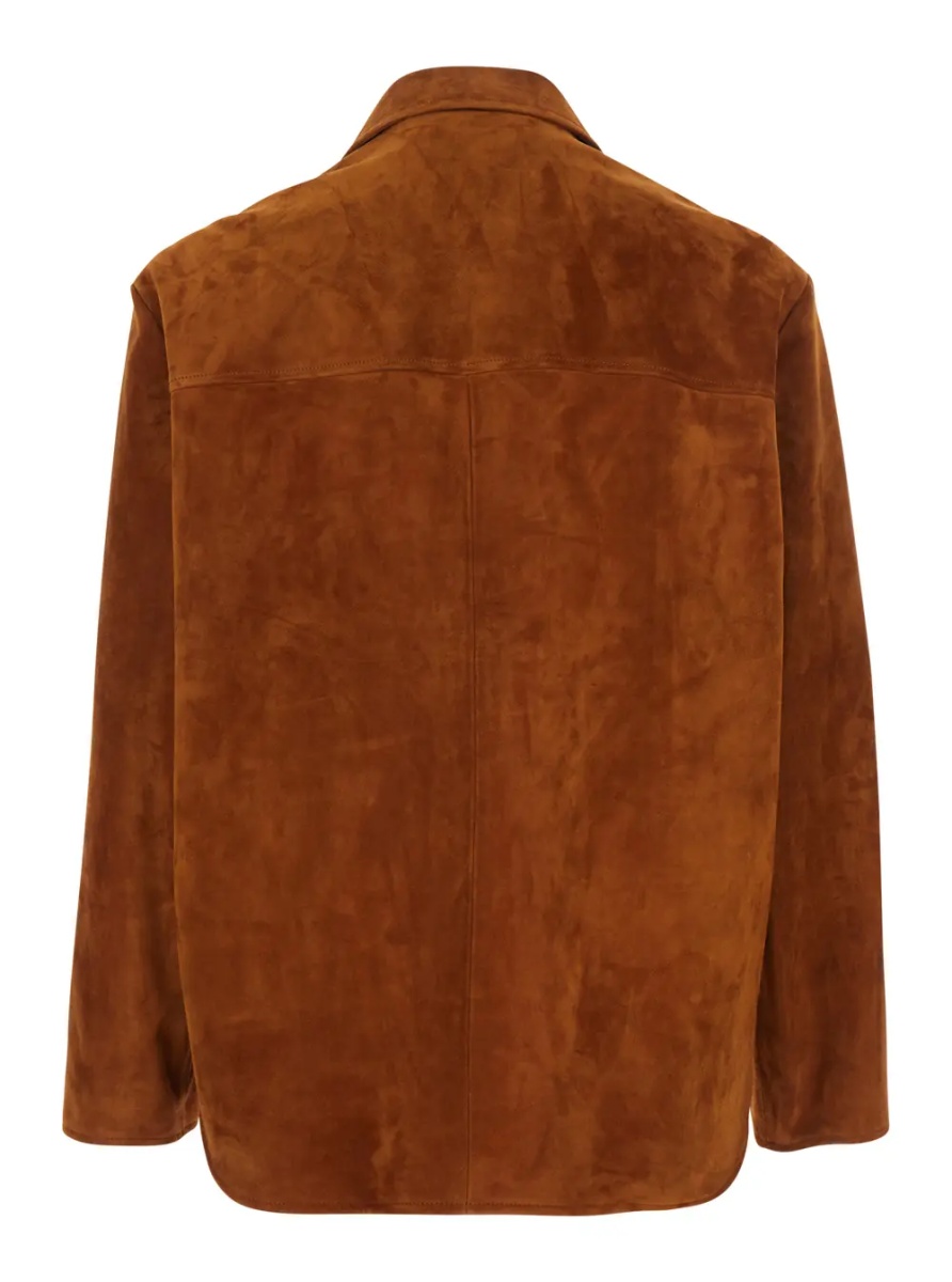 Jacheta Celine Brown Jacket with Classic Collar and Two Suede Front Pockets for Men - Img 2