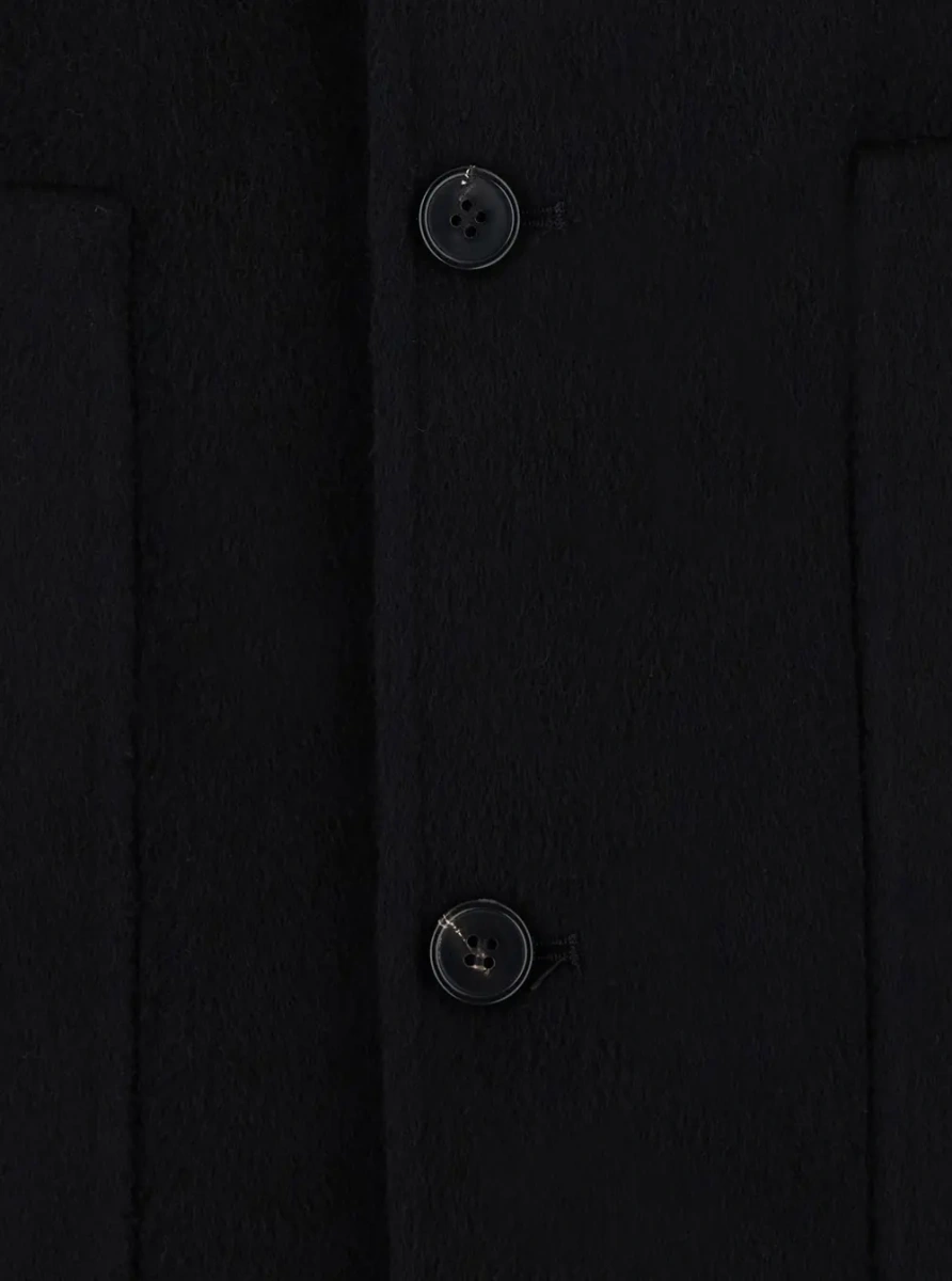 Jacheta DOUBLE WOOL JACKET with high collar and pockets, in wool, black, man - Img 3