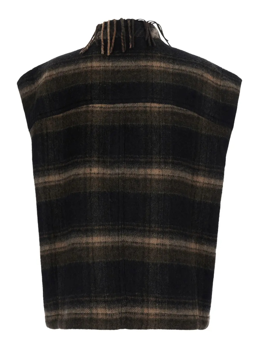 Jacheta 'GINESA' brown Jacket with fringe design and applied straps in Fabric for women - Img 2