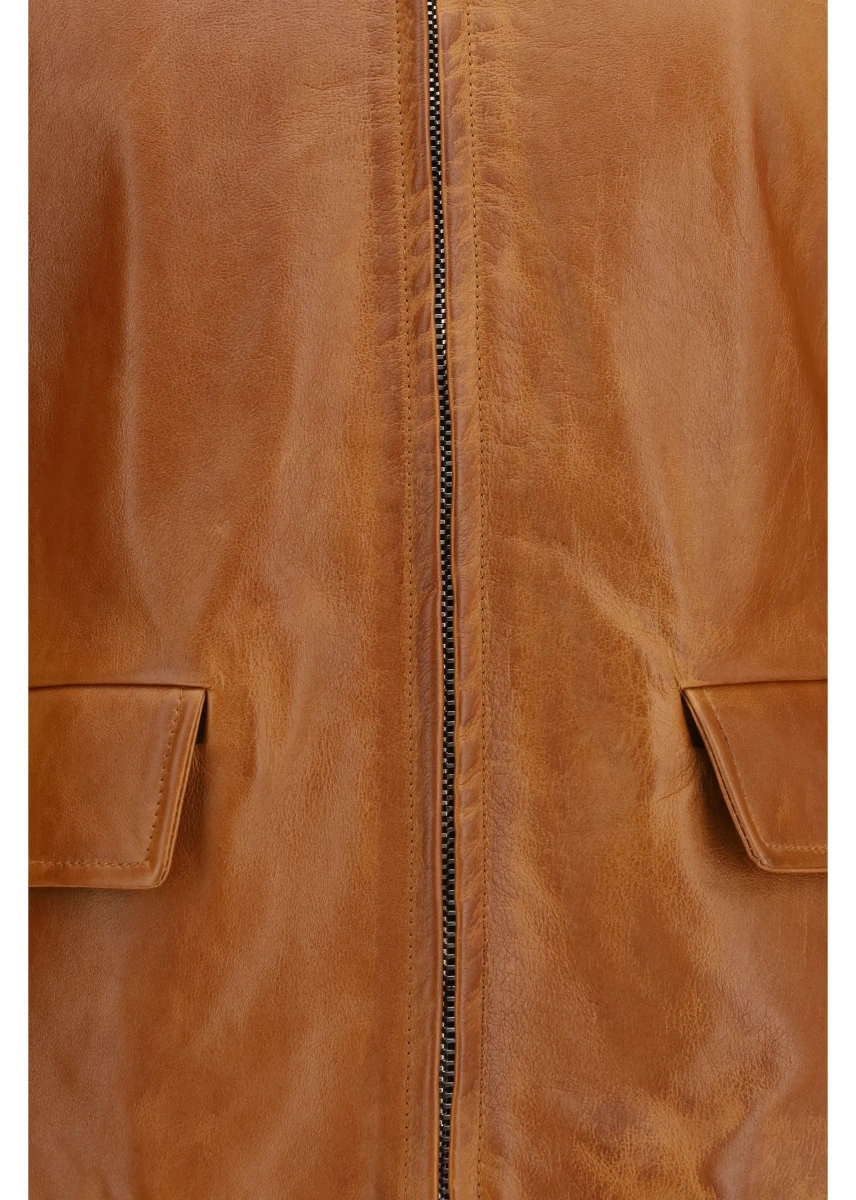 Jacheta Glossy leather Jacket with back martingale - Img 3