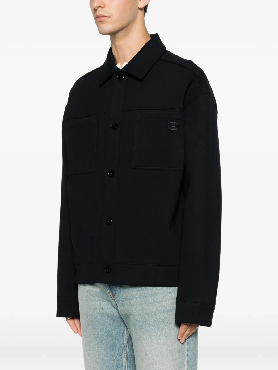 Jacheta Gucci albastra din jerse de bumbac - Img 4