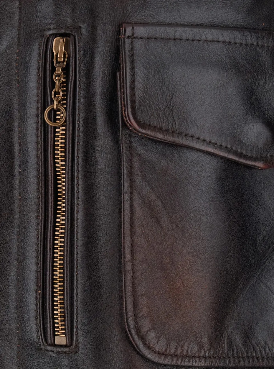 Jacheta Leather Bandana Jacket with Cotton Collar and Long Sleeves for Men - Img 3