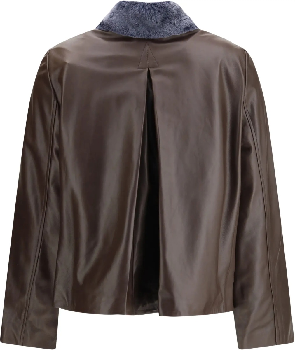 Jacheta Leather Jacket with a shearling collar - Img 3