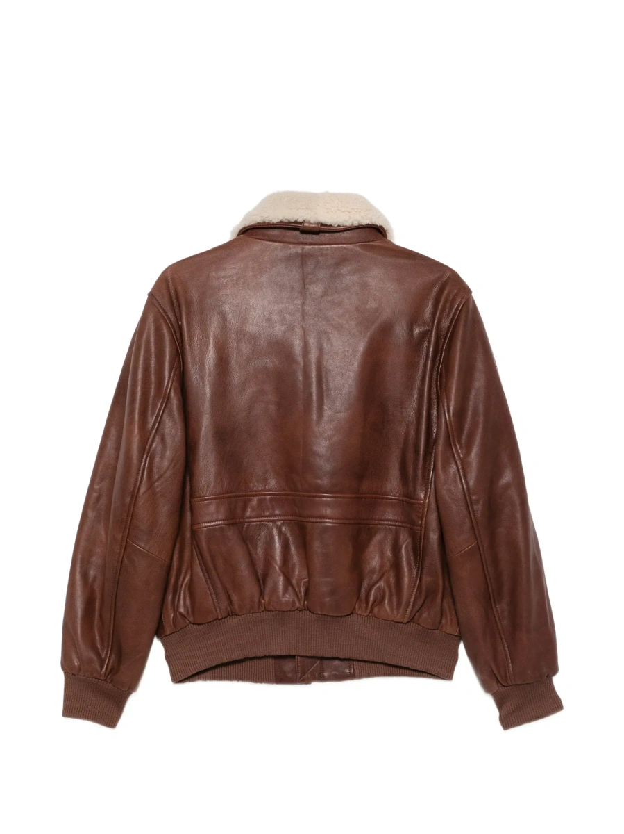 Jacheta 'Marcus' Brown Jacket with fur collar and two front patch pockets in leather for women - Img 5