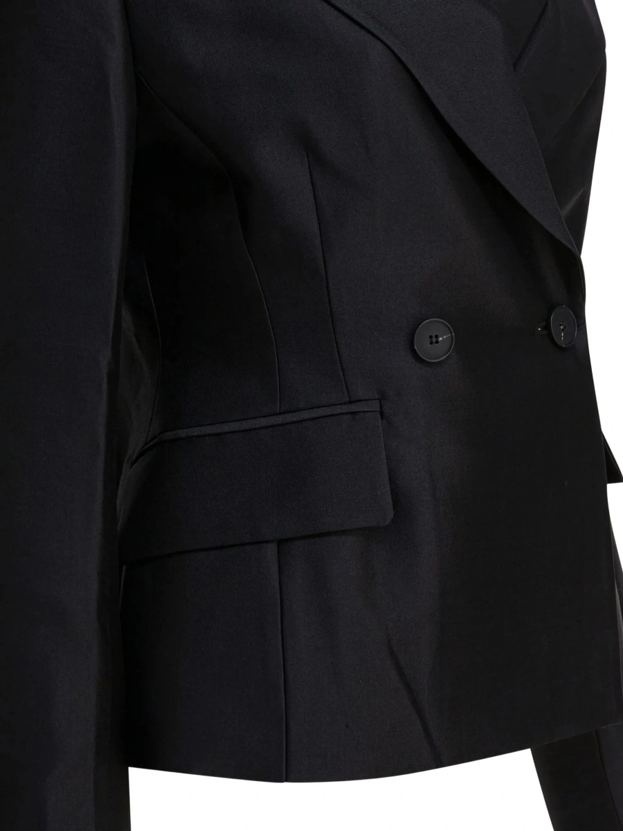 Jacheta Sandbeige neagra din matase si lana - Img 3
