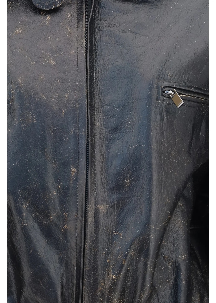 Jacheta Vintage leather Jacket with drawstring - Img 3