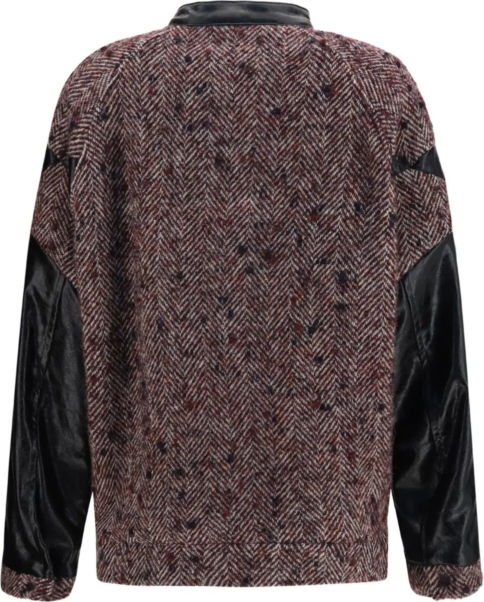 Jacheta Virgin wool blend Jacket with leather sleeves - Img 5