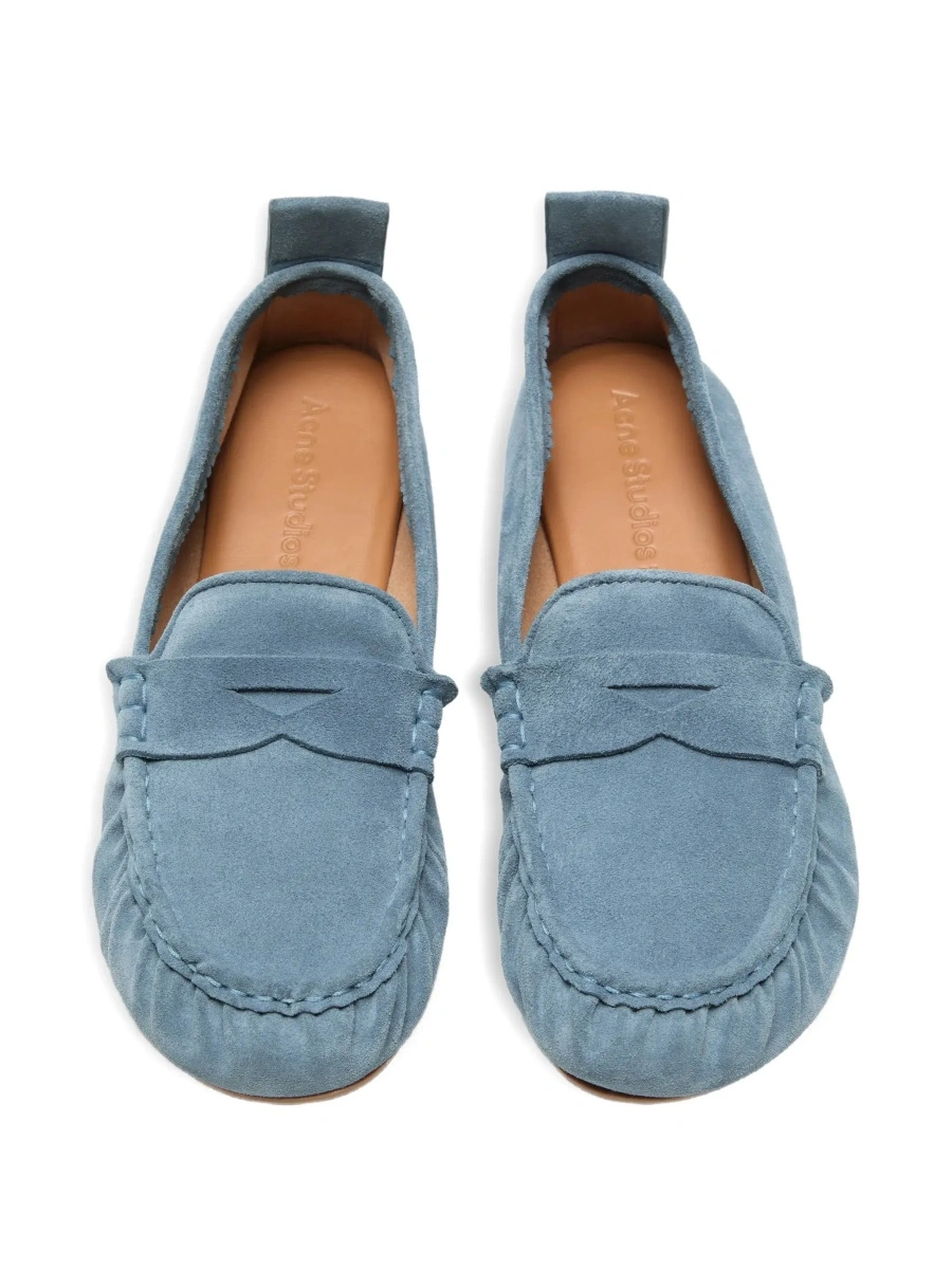 Mocasini Blue Loafers with Almond Toe and Pull-Tab at the Heel in Suede Woman - Img 7