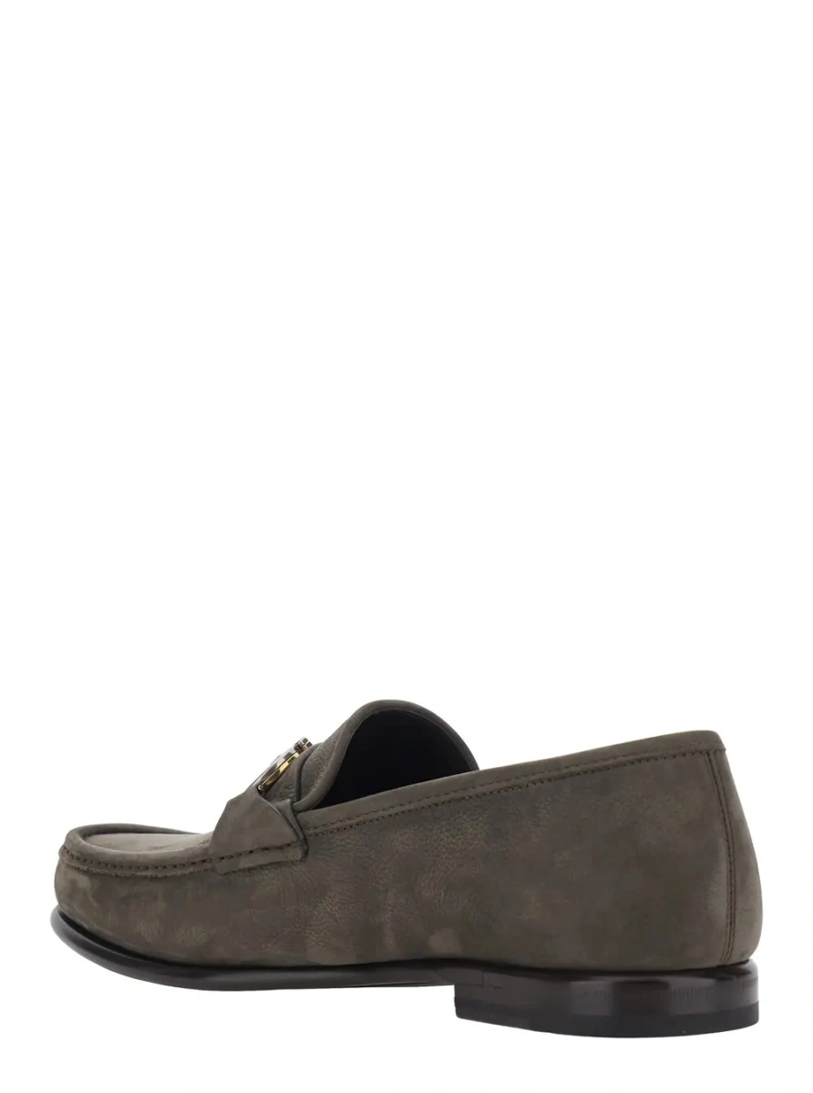 Mocasini Ferragamo gri din piele - Img 3