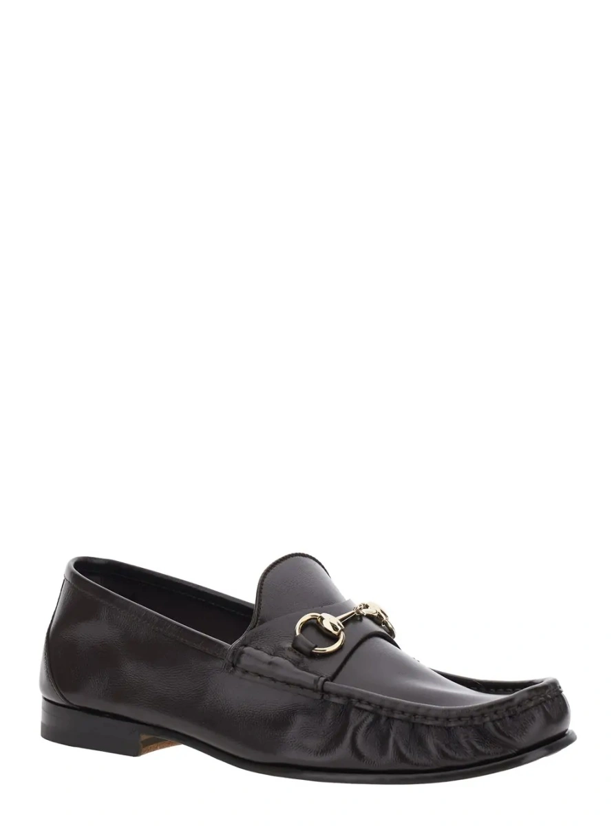Mocasini Gucci maro din piele 'Lugano' - Img 2