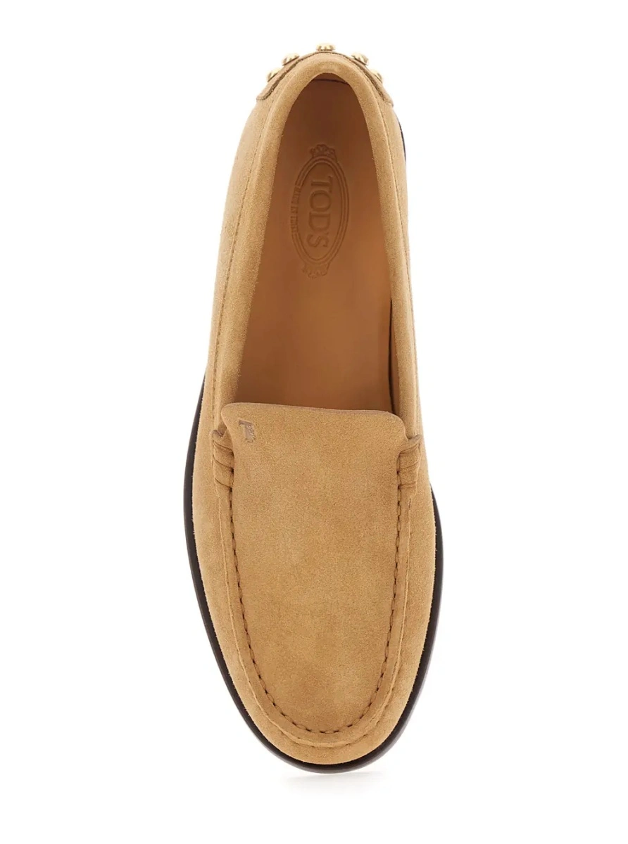 Mocasini Loafers 'Tod's' Beige with Embossed Logo and Stud Details on the Back in Leather for Women - Img 4