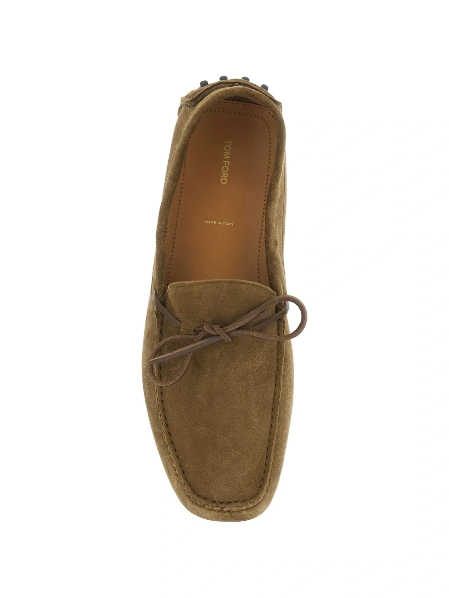 Mocasini Tom Ford maro din piele intoarsa - Img 6