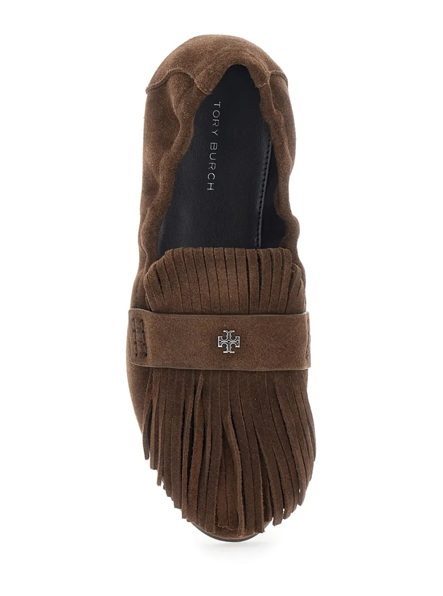 Mocasini Tory Burch maro din piele intoarsa - Img 4
