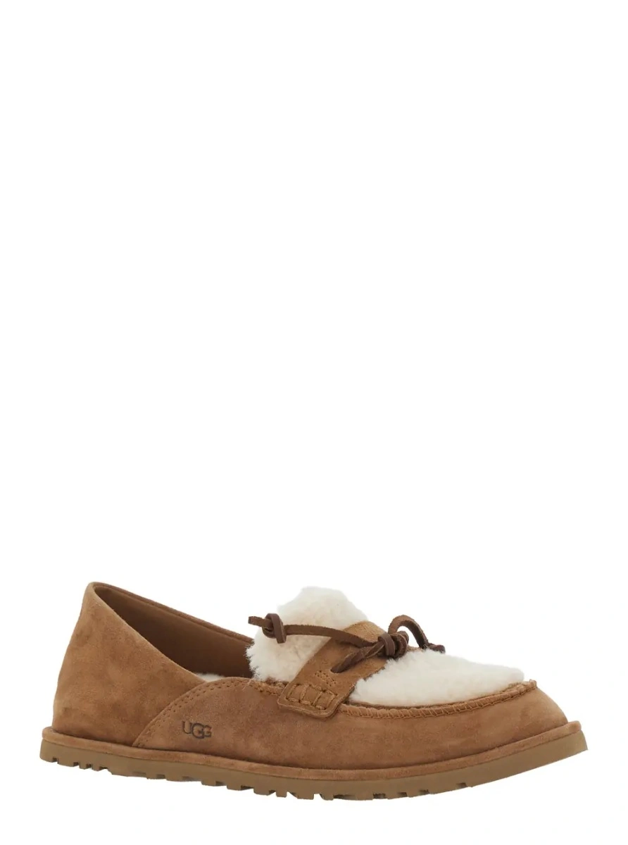 Mocasini 'Zora' Brown Loafers with fur details and front strap in suede for women - Img 2