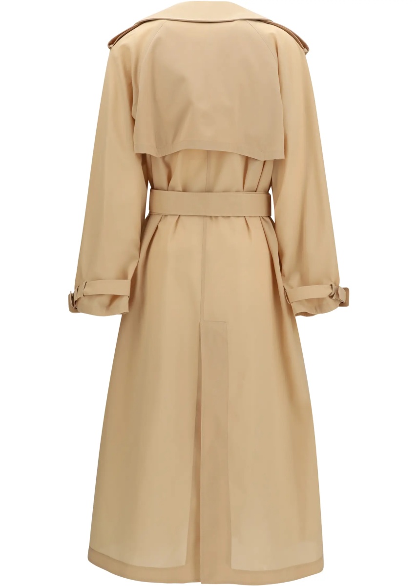 Paltoane Double-breasted Trench in georgette bonded with silk chiffon - Img 2