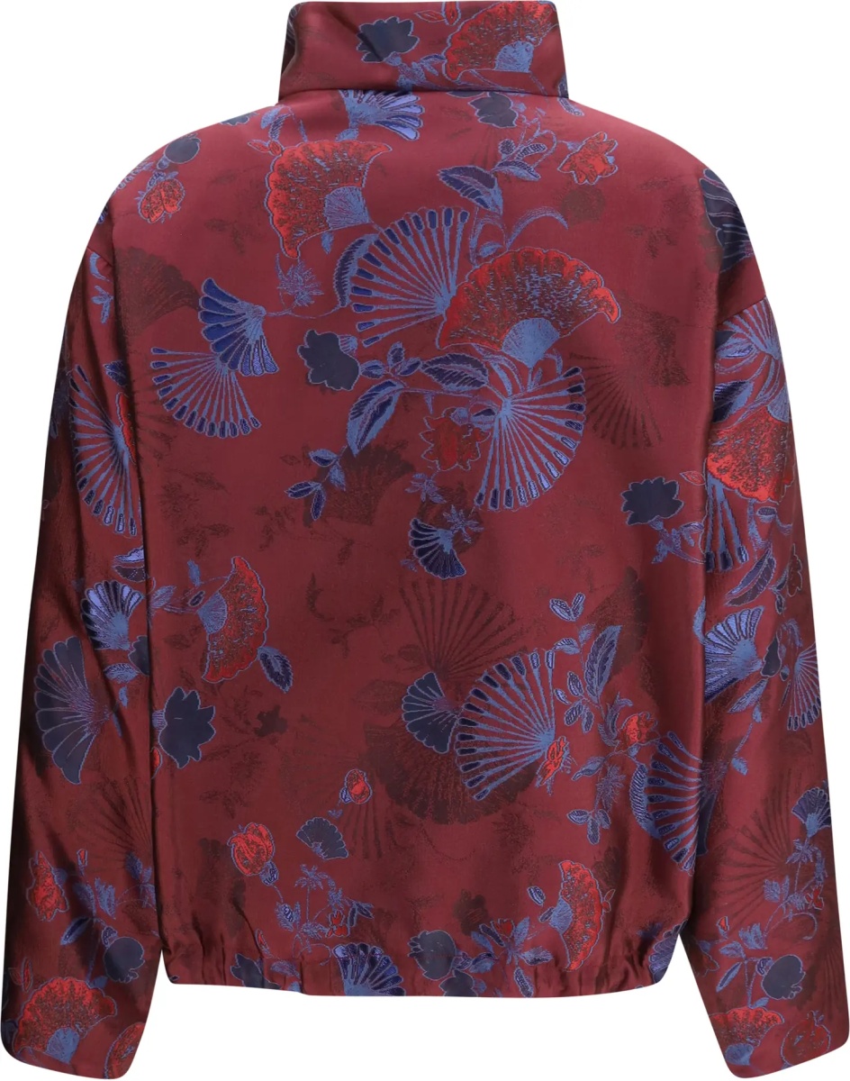 Paltoane Full-zip Jacket in silk-blend jacquard with ginkgo motif - Img 2