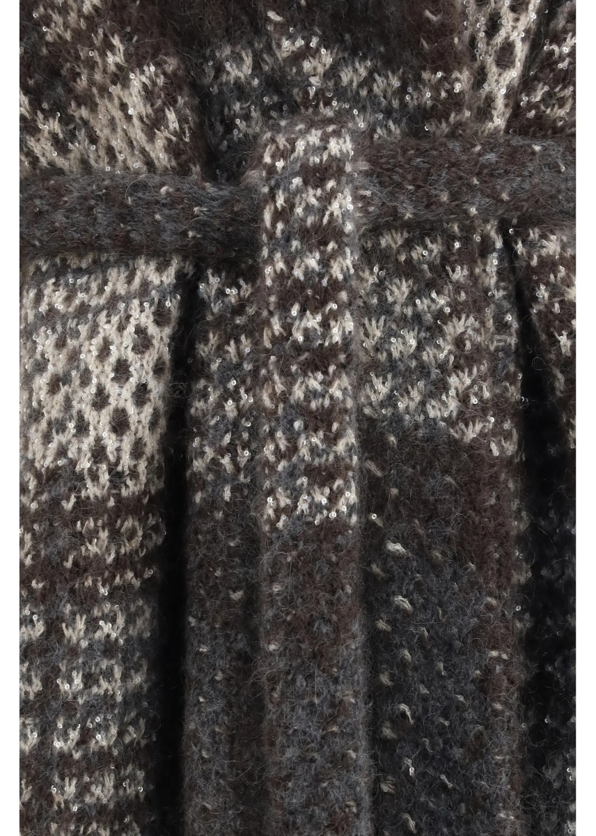Paltoane Macrocheck mohair blend Coat with belt - Img 3